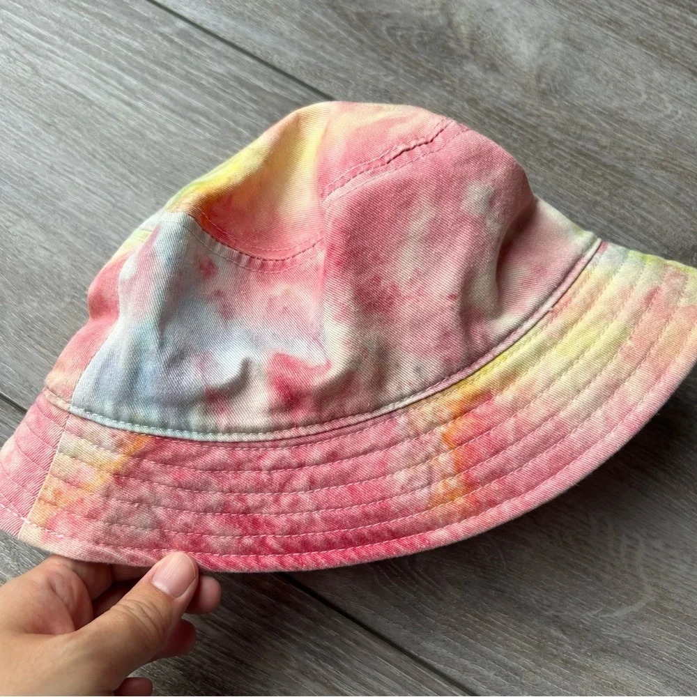 By Samii  Ryan Blue Pink Yellow Tie Dye Bucket Hat - Picture 7 of 14